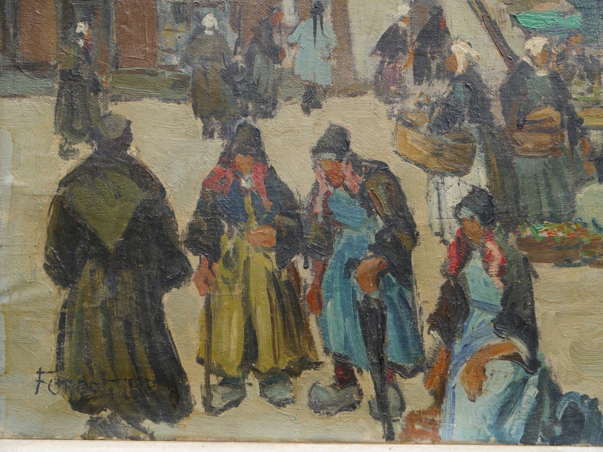 Marché à Pontivy en Bretagne par Forestier vers 1930/50-photo-3