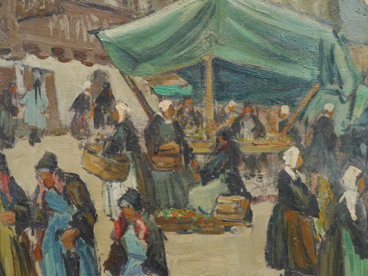 Marché à Pontivy en Bretagne par Forestier vers 1930/50-photo-5