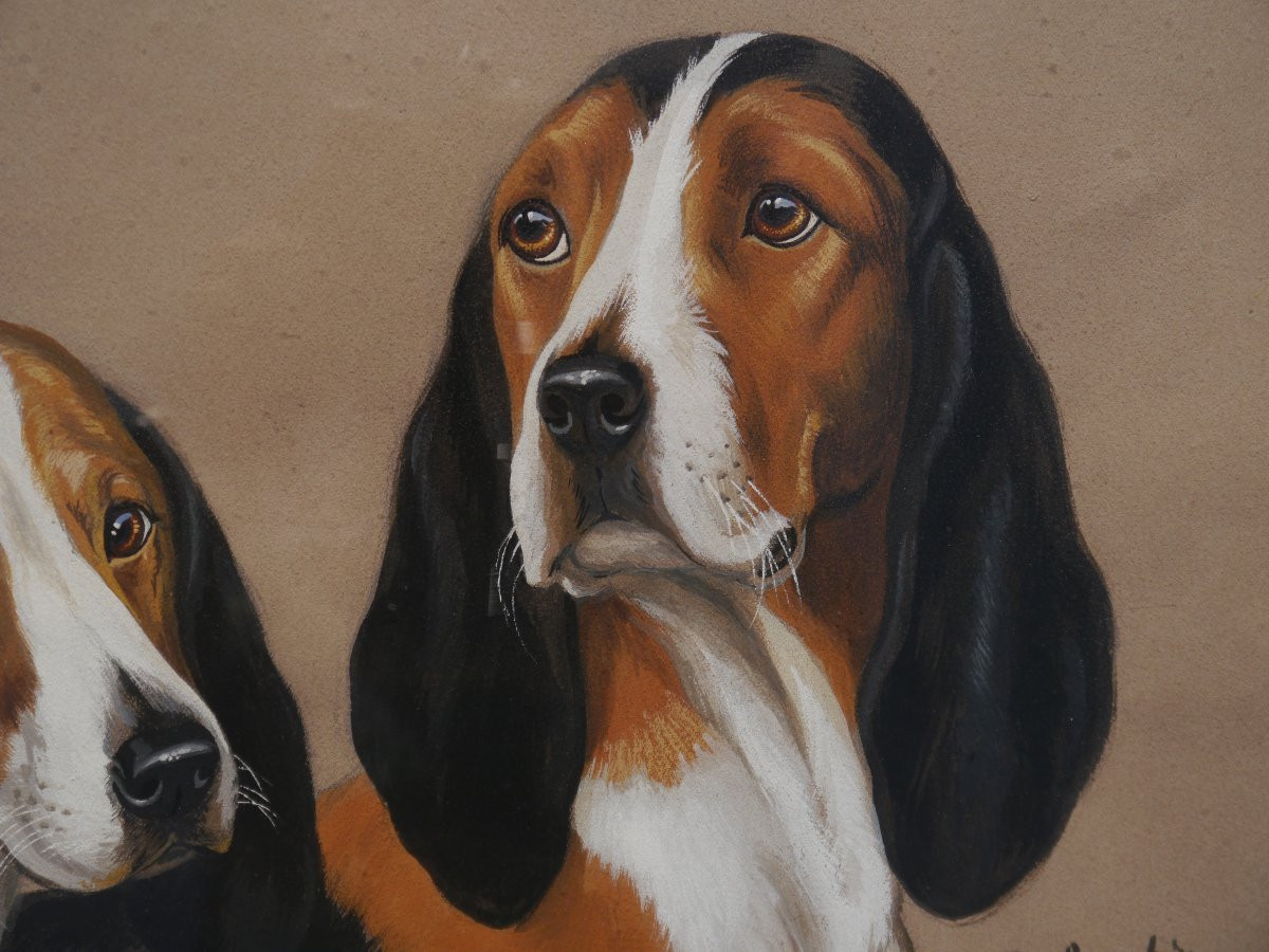 Couple de chiens de meute tricolore. Boris Rabouchinsky / RIAB (1898-1975)-photo-4