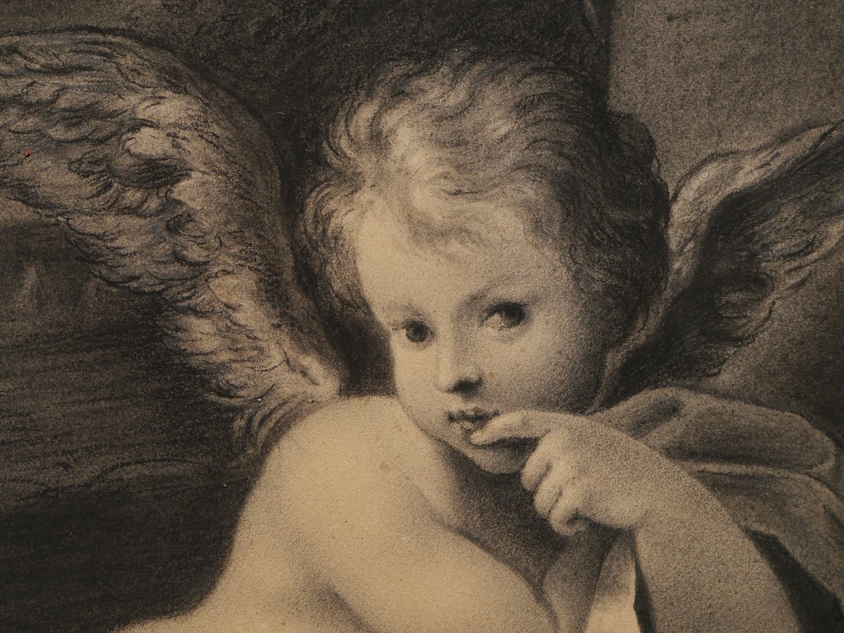 Dessin 1799, "Cupidon" par Sophie Guillemard (1780-?) d'après Bartolomeo Schedoni.-photo-5