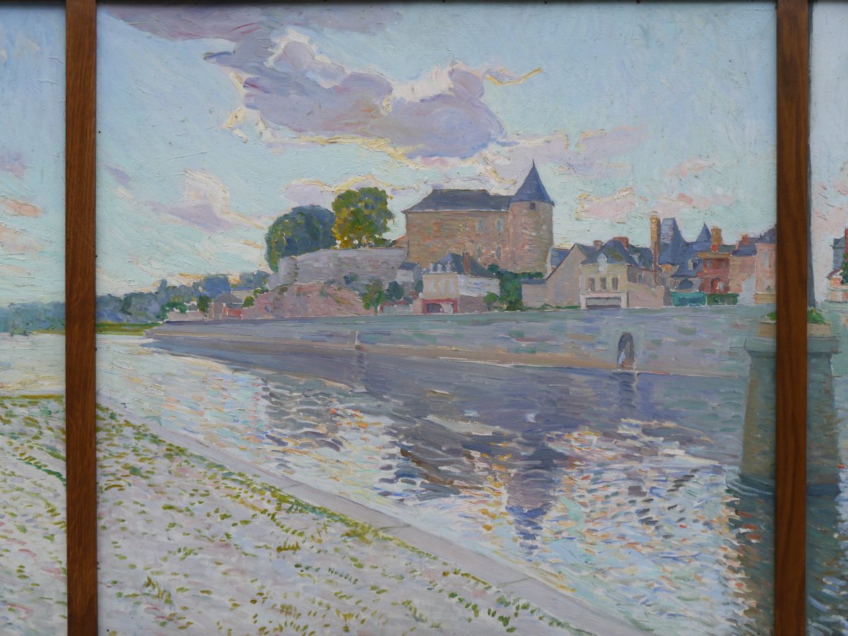 Grand triptyque ville de Mayenne vers 1930, Château et Basilique-photo-3