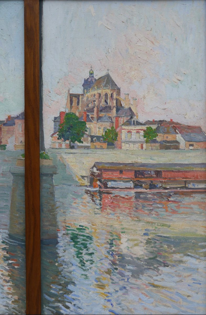 Grand triptyque ville de Mayenne vers 1930, Château et Basilique-photo-5
