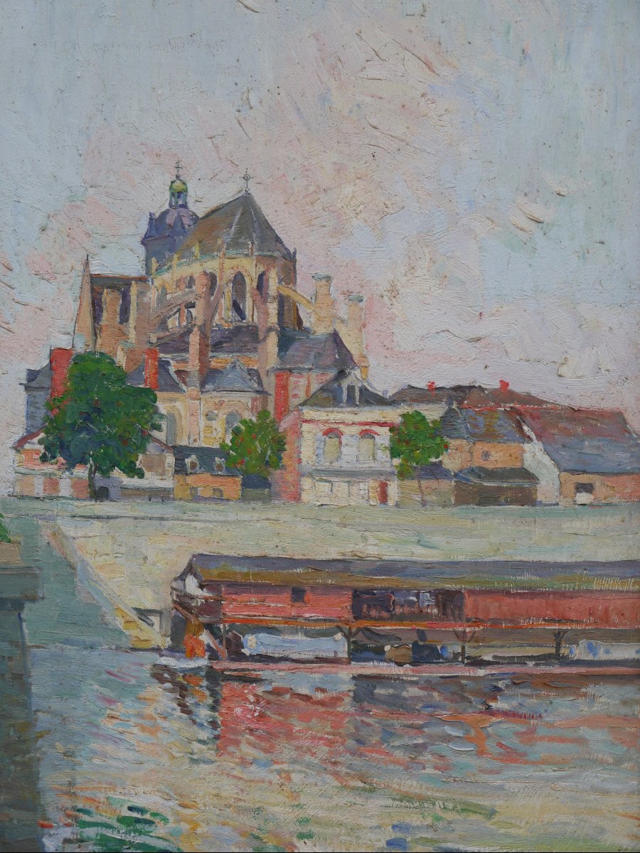 Grand triptyque ville de Mayenne vers 1930, Château et Basilique-photo-6
