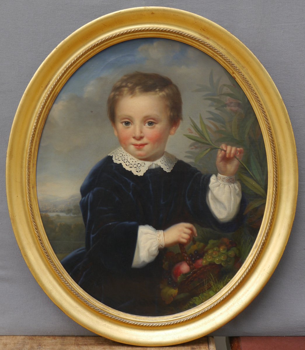 Deux portraits d'enfants vers 1850. Léonie PRIN (1820-?)-photo-2