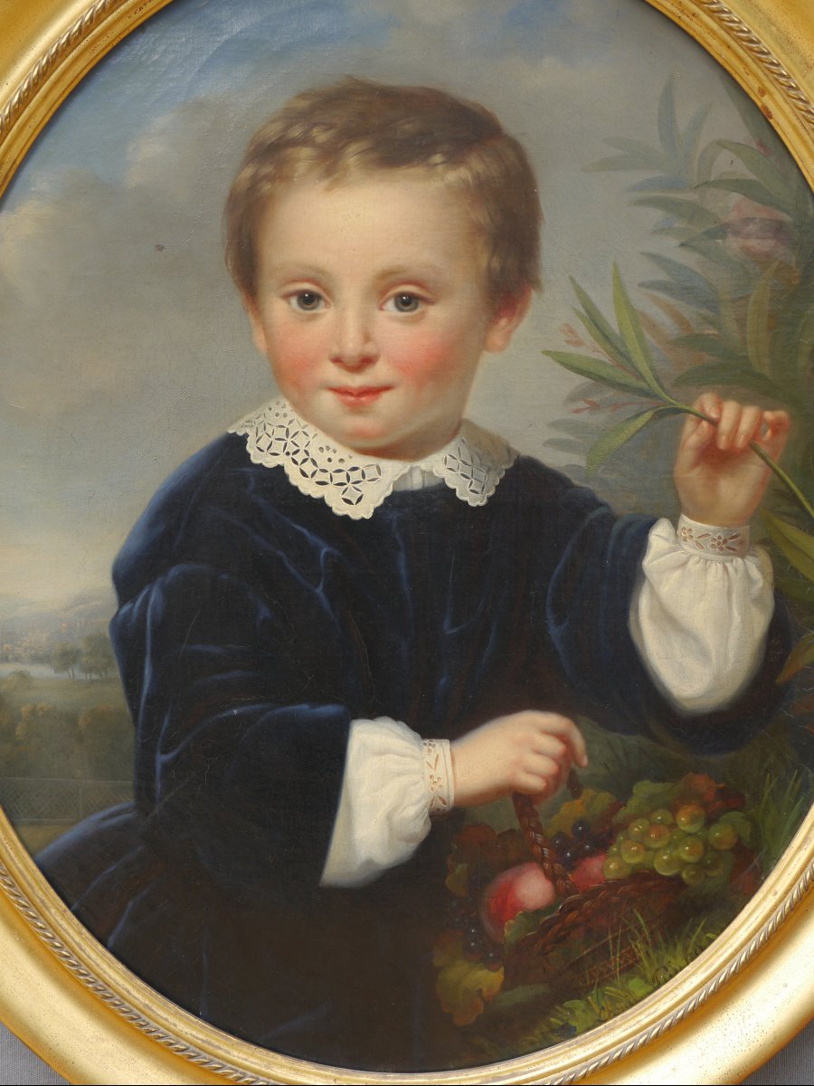 Deux portraits d'enfants vers 1850. Léonie PRIN (1820-?)-photo-3