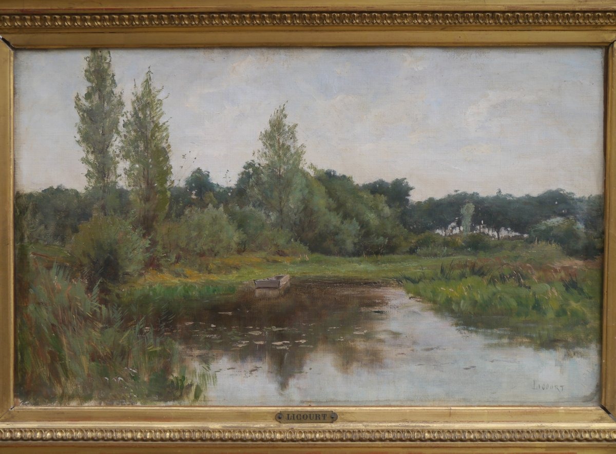 Paysage à la rivière, Lorraine ?  Paul LICOURT (1846-1937)-photo-2