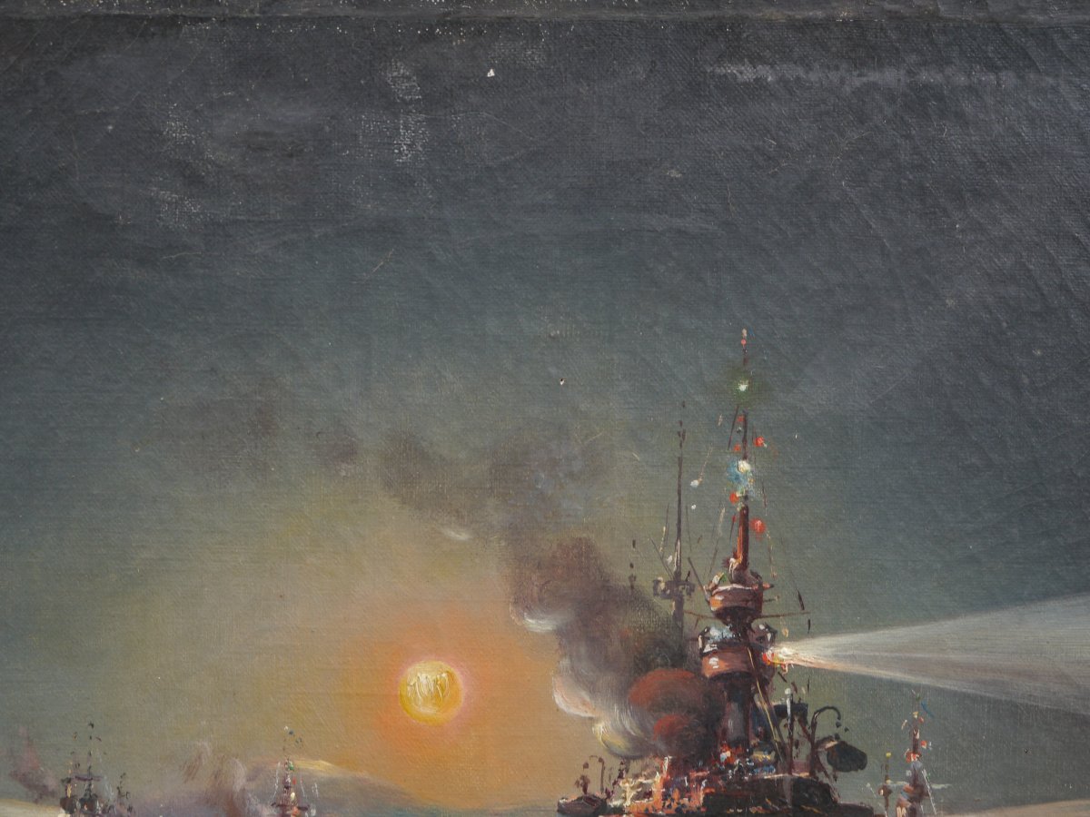 Louis NATTERO (1870-1915). Escadre militaire la nuit, Toulon ?-photo-2