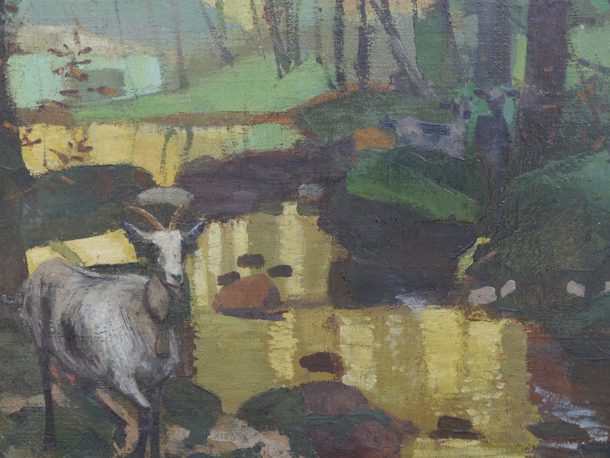Pierre Dionisi (1904–1970). A Goat Herder And Her Goats-photo-4