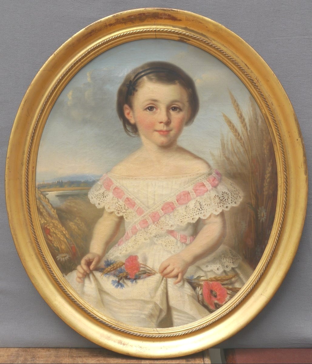 Portrait de fille vers 1850. Léonie PRIN (1820-?) 