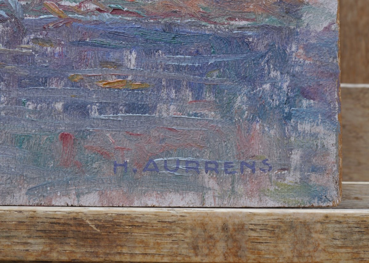 Henri AURRENS (1873-1934). Barques amarrées. Martigues, Ferrieres,Saint-Louis d'Anjou ?-photo-7