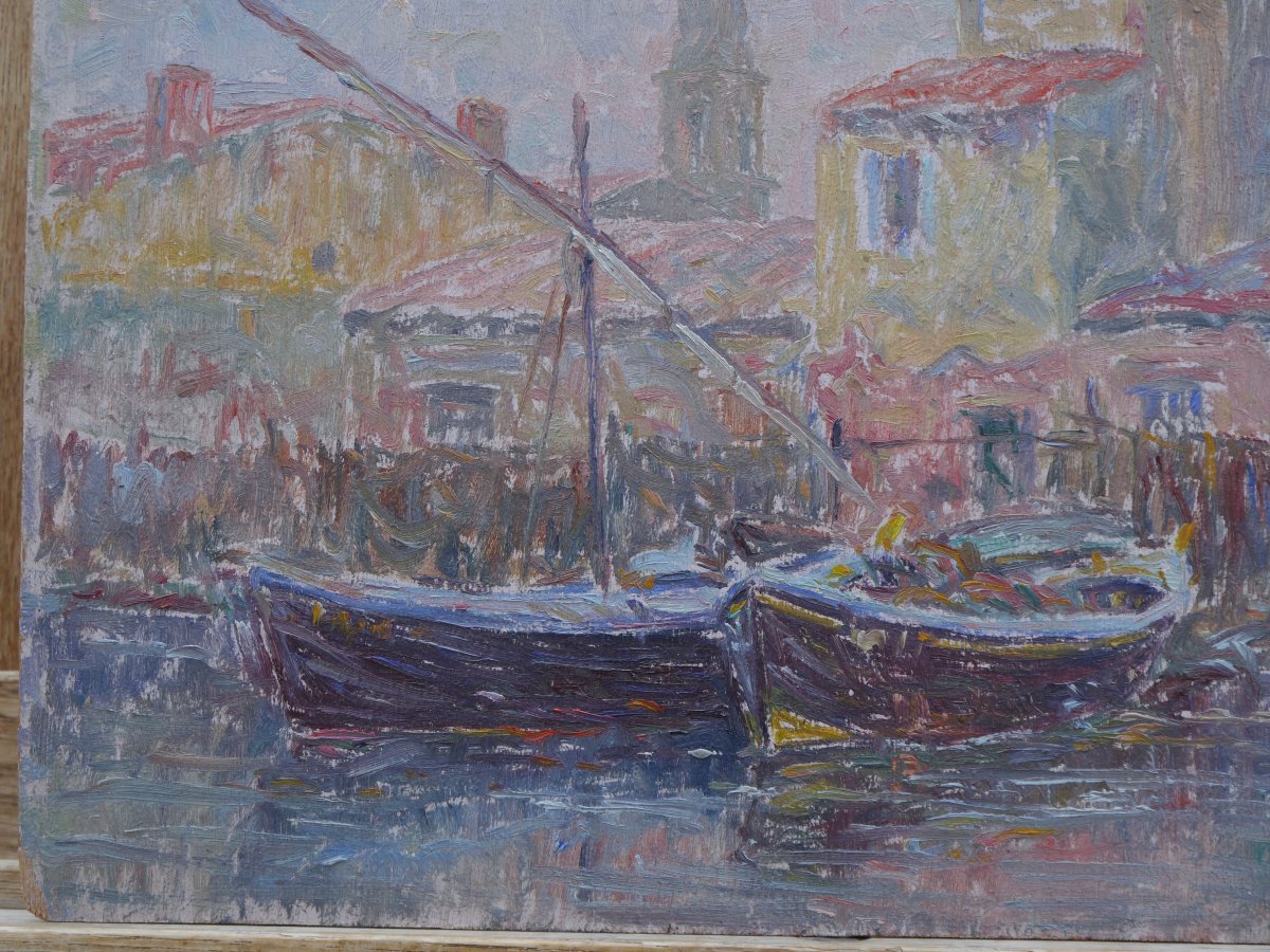 Henri AURRENS (1873-1934). Barques amarrées. Martigues, Ferrieres,Saint-Louis d'Anjou ?-photo-8
