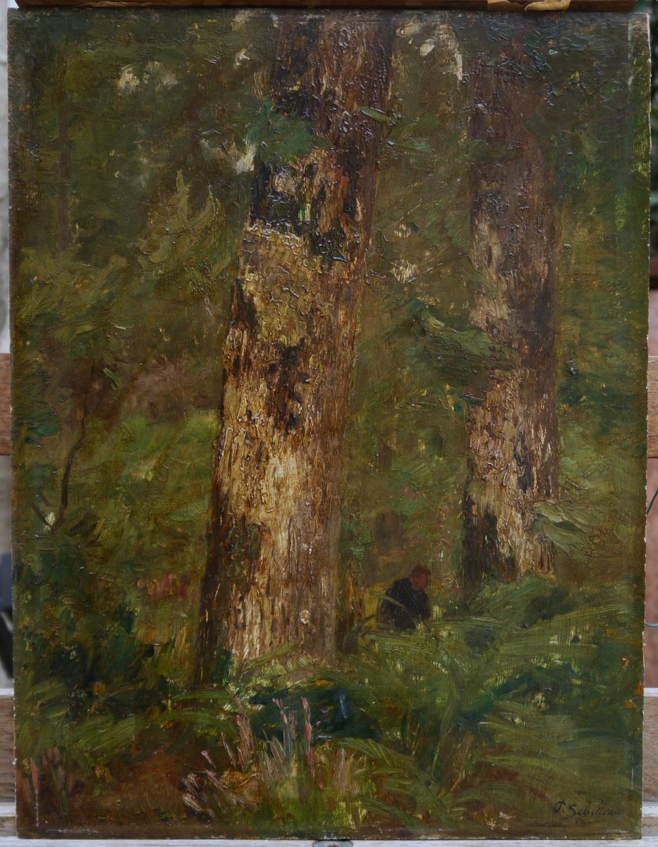 Trees, Undergrowth, And A Figure. Paul Sebilleau (1847–1907)-photo-2