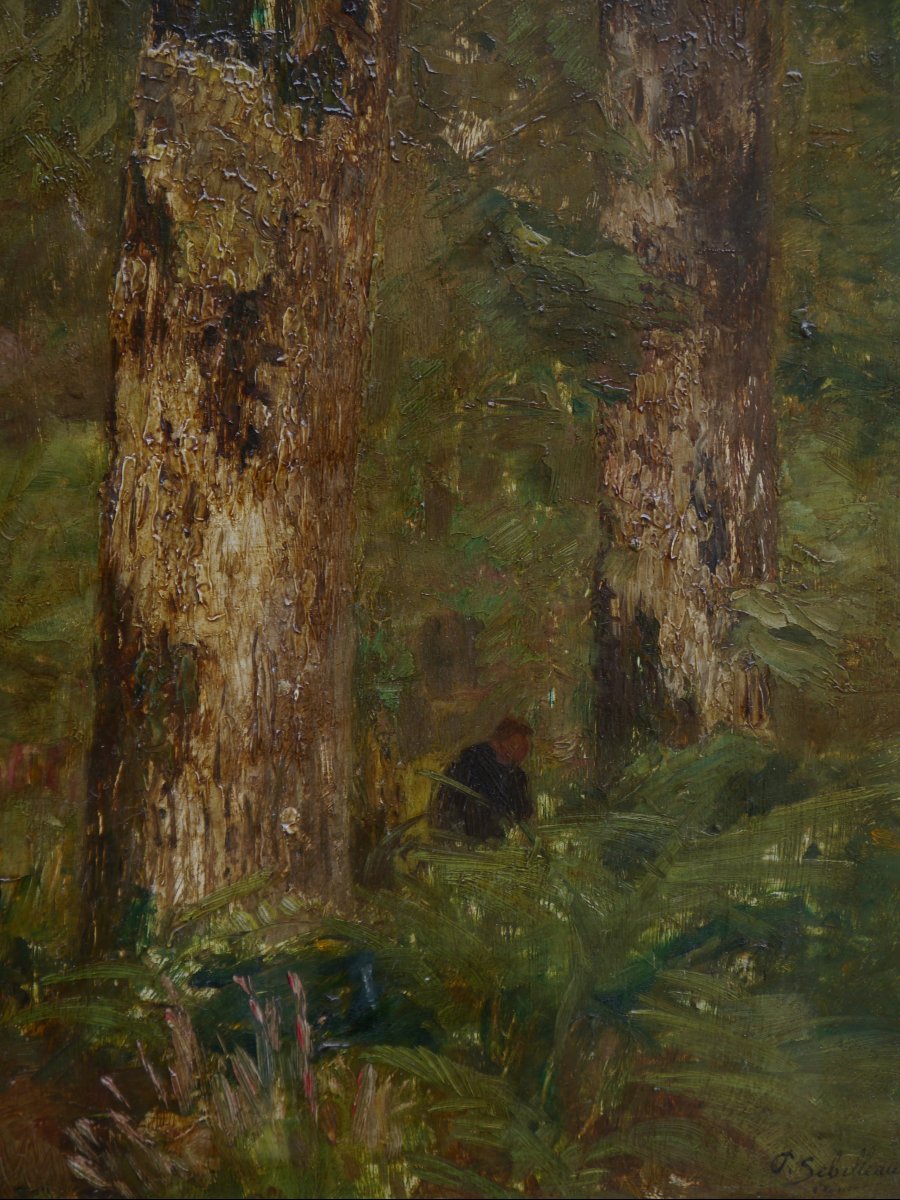 Trees, Undergrowth, And A Figure. Paul Sebilleau (1847–1907)-photo-1
