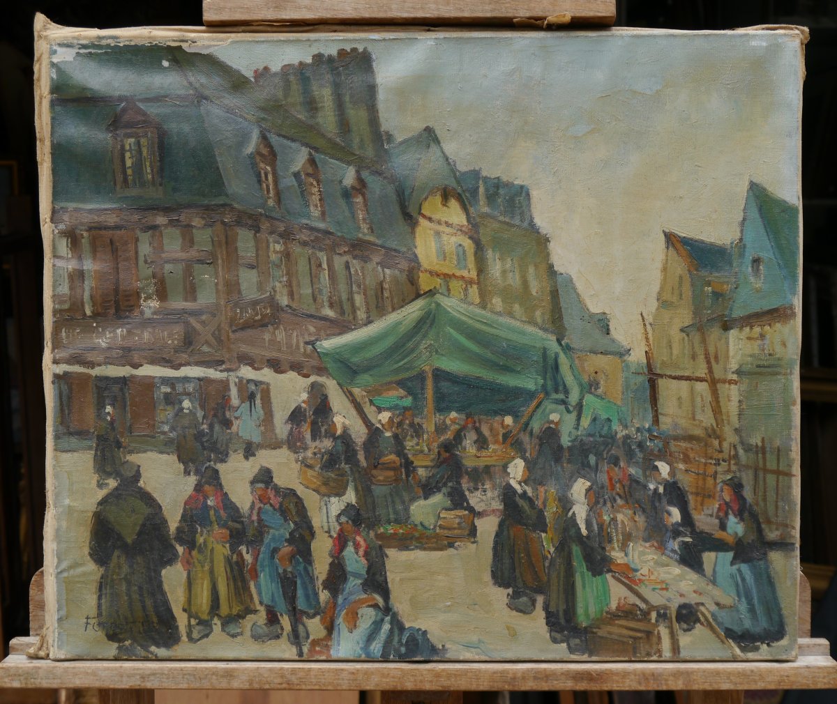 Marché à Pontivy en Bretagne par Forestier vers 1930/50-photo-2