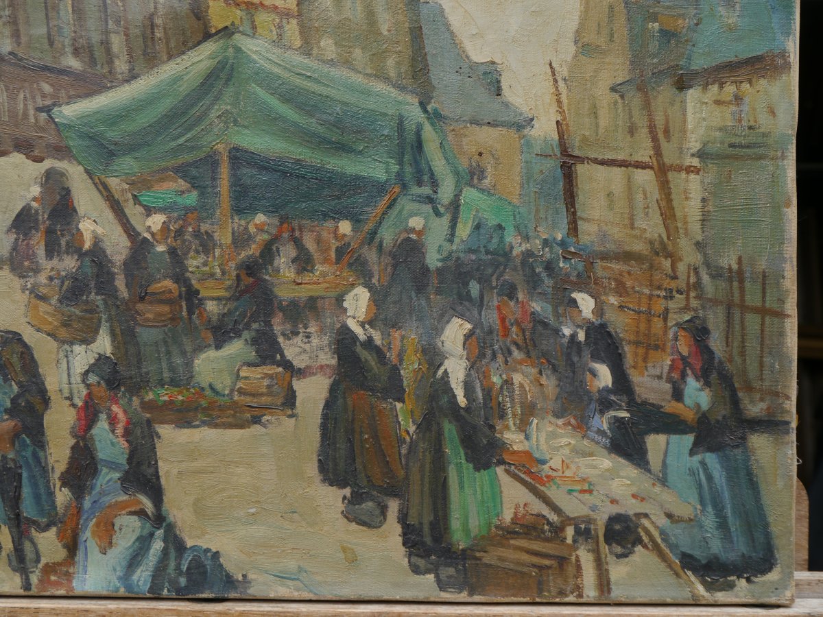 Marché à Pontivy en Bretagne par Forestier vers 1930/50-photo-1