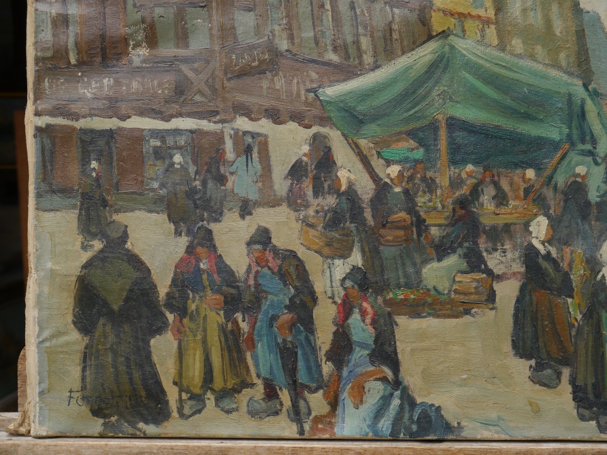 Marché à Pontivy en Bretagne par Forestier vers 1930/50-photo-2