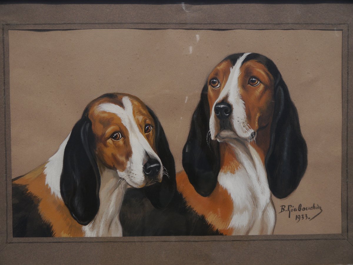 A Pair Of Tricolor Hounds. Boris Riabouchinsky / Riab (1898–1975)-photo-4