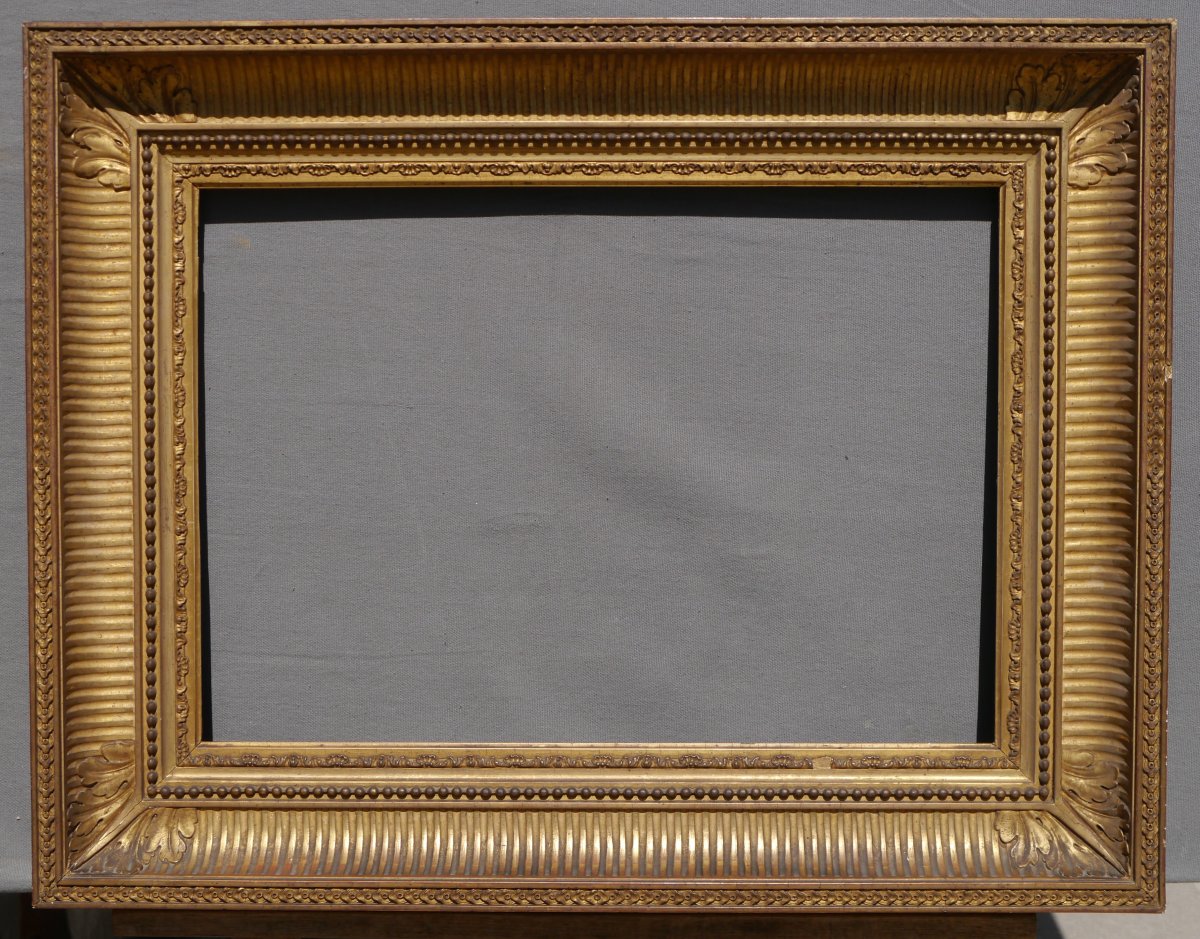 Cadre doré 19è à canaux vue 53x36,8 cm pour format 10P-photo-3