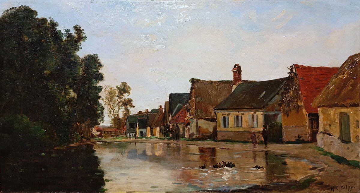 Hippolyte Camille DELPY (1842-1910). L'étang de Berneval en Normandie, vers 1880-photo-2