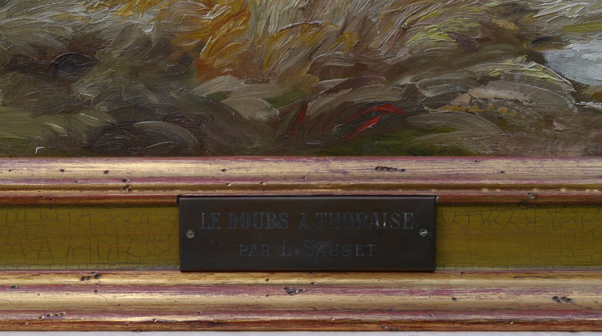 Le Doubs à Thoraise Franche-Comté, par L. Sauget, grand tableau.-photo-7