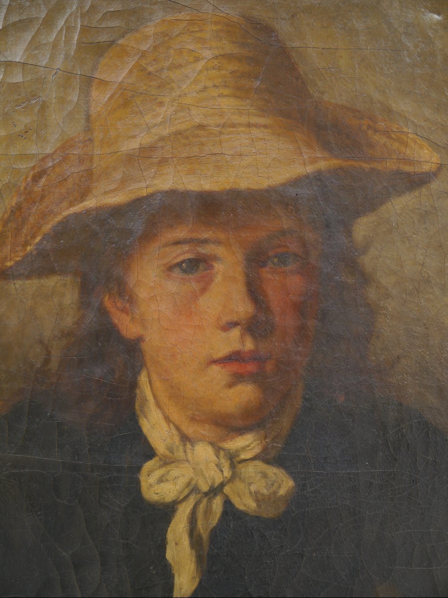 Portrait Of A Child Wearing A Hat At Mealtime, 19th-century School-photo-4