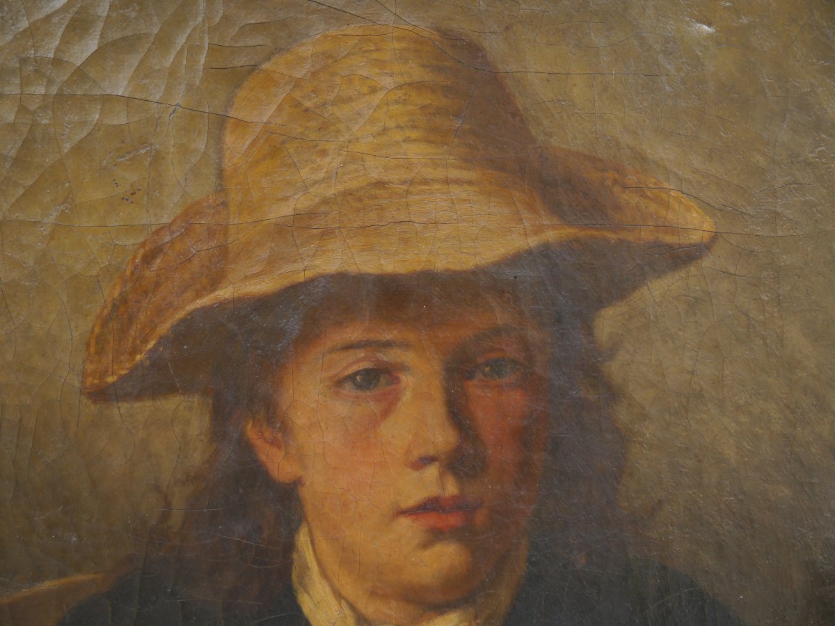 Portrait Of A Child Wearing A Hat At Mealtime, 19th-century School-photo-1