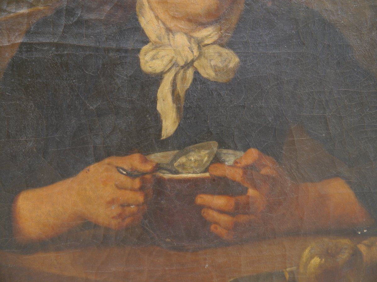 Portrait Of A Child Wearing A Hat At Mealtime, 19th-century School-photo-5
