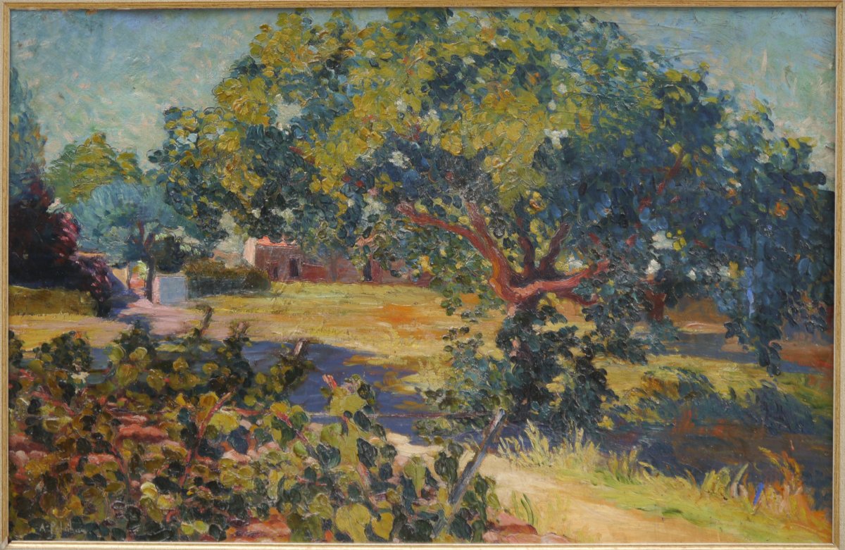 Entrée d'une propriété dans le sud, Var ?  Auguste PELABON (1863-1932)-photo-2