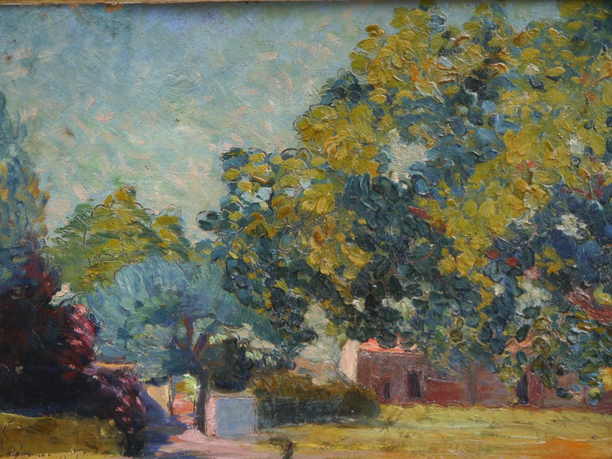 Entrée d'une propriété dans le sud, Var ?  Auguste PELABON (1863-1932)-photo-3