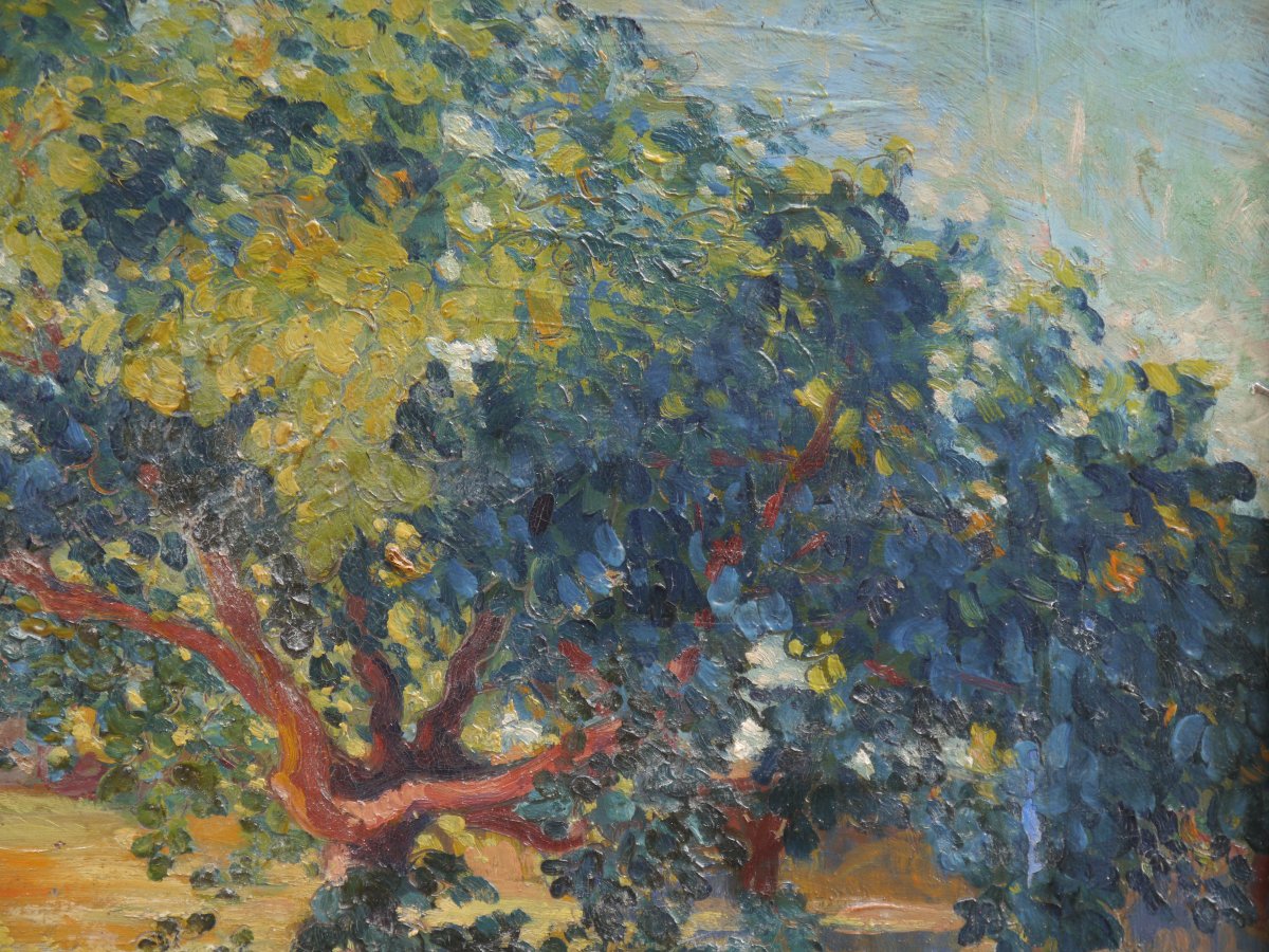 Entrée d'une propriété dans le sud, Var ?  Auguste PELABON (1863-1932)-photo-4