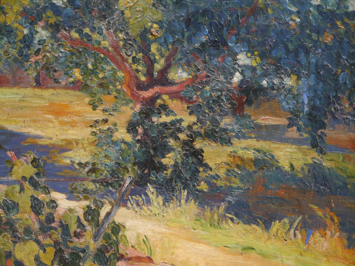 Entrée d'une propriété dans le sud, Var ?  Auguste PELABON (1863-1932)-photo-1