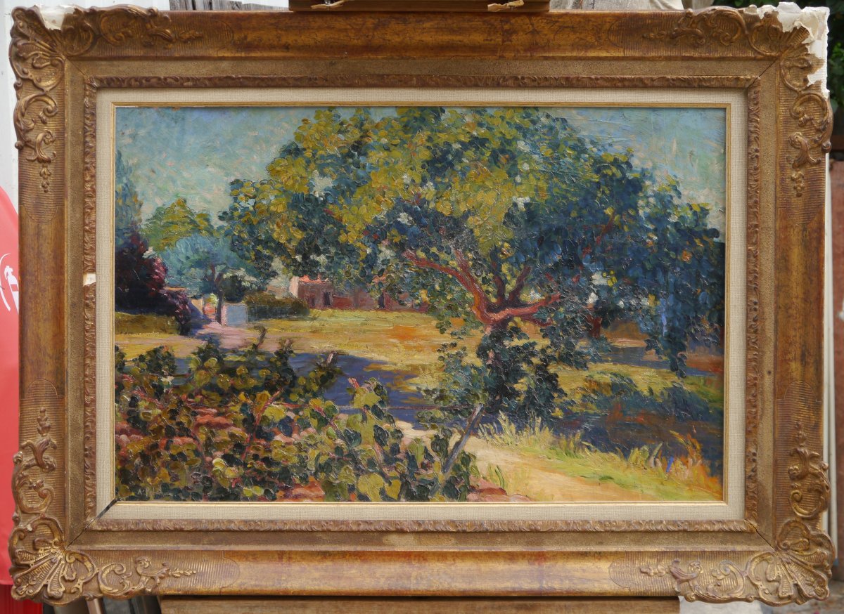 Entrée d'une propriété dans le sud, Var ?  Auguste PELABON (1863-1932)-photo-5