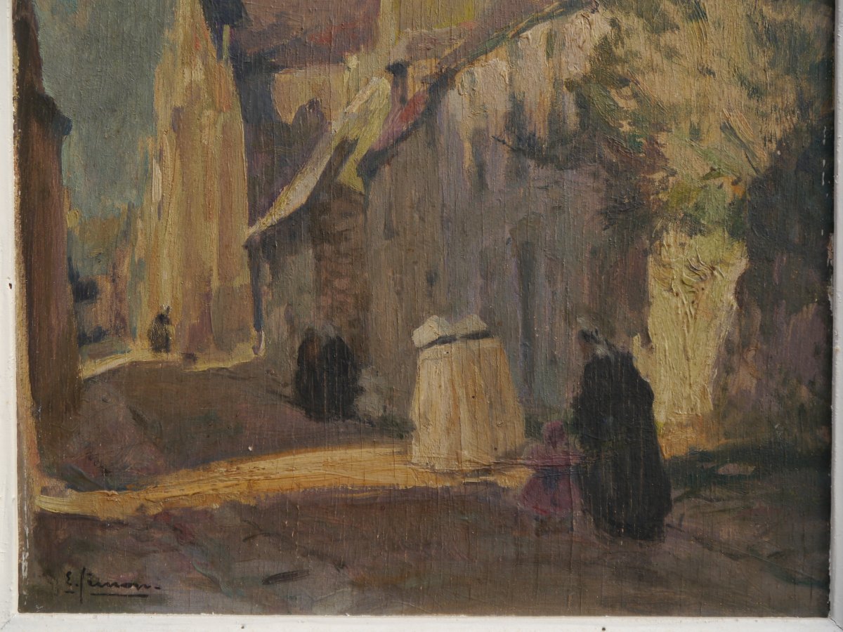 Emile Simon (1890–1976).  Breton Women On Their Way To Church In Locronan-photo-2