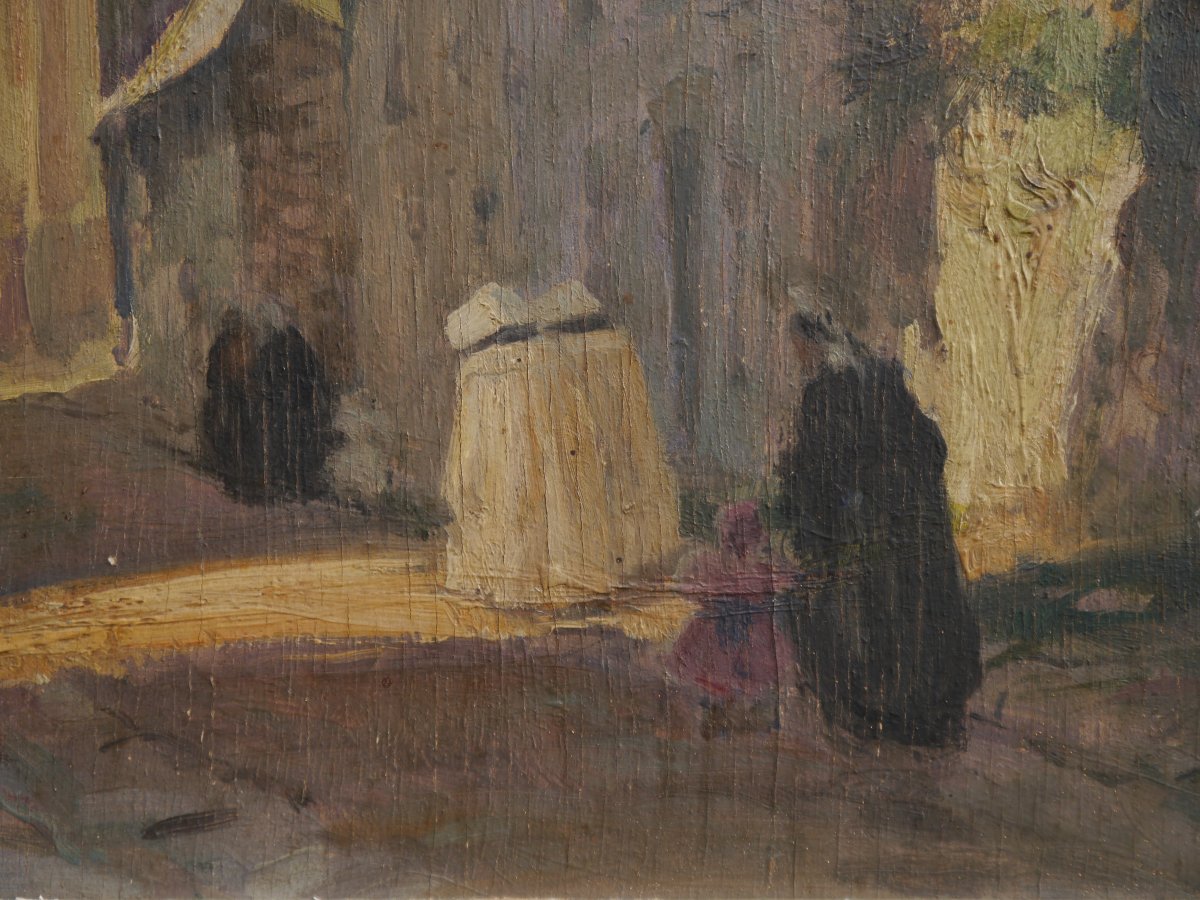 Emile Simon (1890–1976).  Breton Women On Their Way To Church In Locronan-photo-6