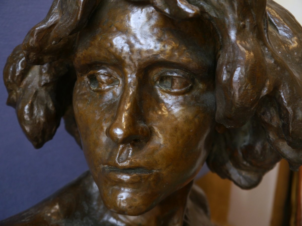 Head Of A Young Man, Bronze. Pierre Granet (1843–1910)-photo-4