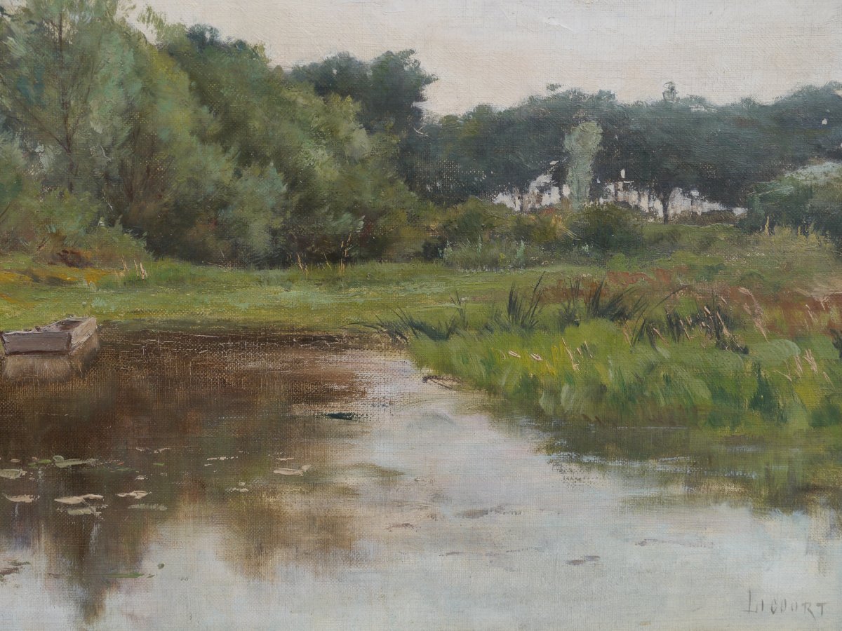 Paysage à la rivière, Lorraine ?  Paul LICOURT (1846-1937)-photo-4