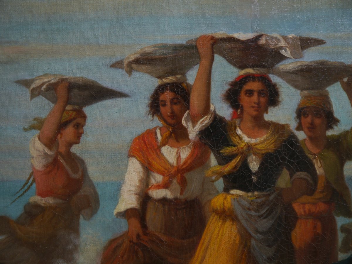 Le retour de pêche, les Kaskarots du Pays basque, Bayonne. Jules SALLES (1814-1900)-photo-4