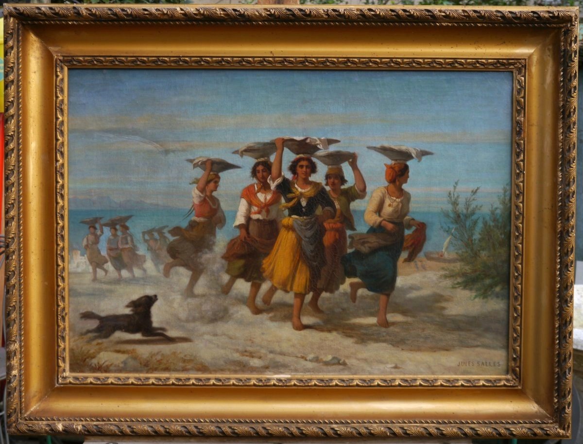 Le retour de pêche, les Kaskarots du Pays basque, Bayonne. Jules SALLES (1814-1900)-photo-2
