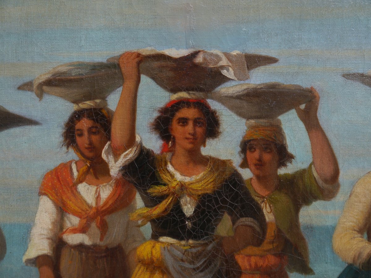 Le retour de pêche, les Kaskarots du Pays basque, Bayonne. Jules SALLES (1814-1900)-photo-2