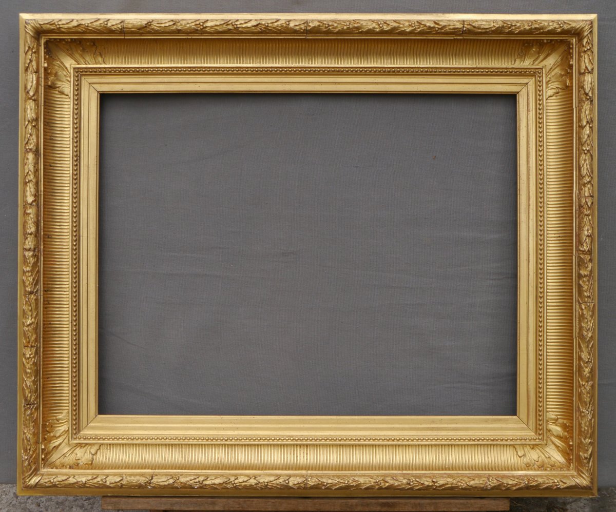 Large cadre dor&eacute; &agrave; canaux 15P pour format 65x50 cm, vue 64x49 cm,Maison Dangleterre XIX&egrave;-photo-5