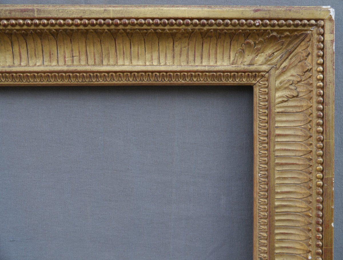 Grand cadre doré 20è à canaux 25P pour 81x60 cm, vue 80,5x59,5 cm-photo-1