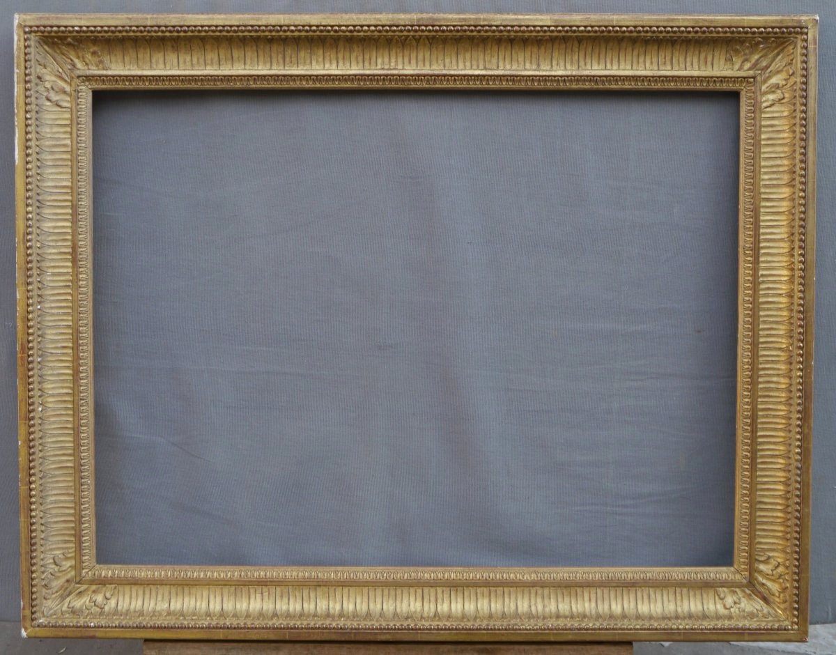 Grand cadre doré 20è à canaux 25P pour 81x60 cm, vue 80,5x59,5 cm-photo-7