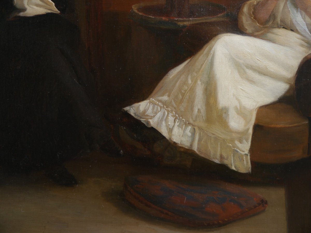 Paul René Schutzenberger (1860–1916). Women In An Interior, Large Painting, Alsace-photo-6