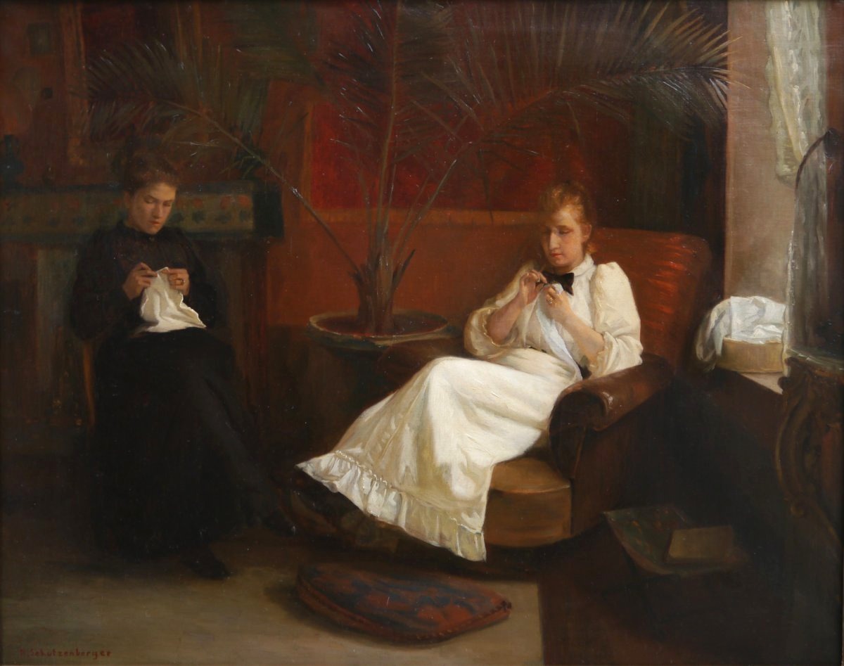 Paul René Schutzenberger (1860–1916). Women In An Interior, Large Painting, Alsace
