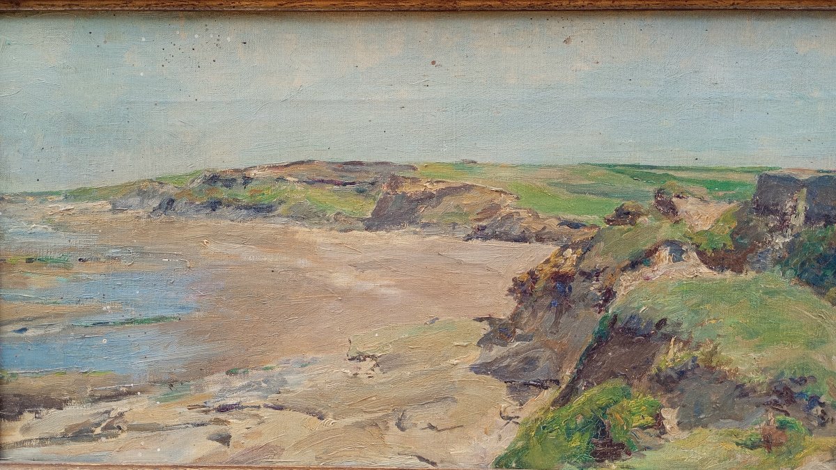 Paysage marin, plage et falaises, Côte basque ? Georges DEMIRGIAN (1855-1920)-photo-4
