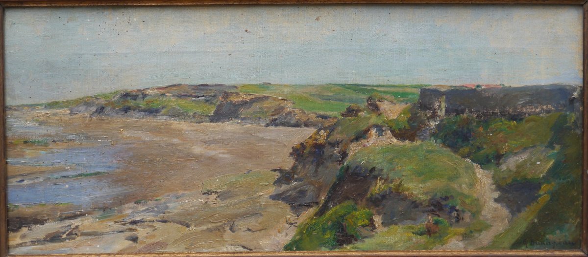 Seascape, Beach, And Cliffs, Basque Coast? Georges Demirgian (1855–1920)-photo-2