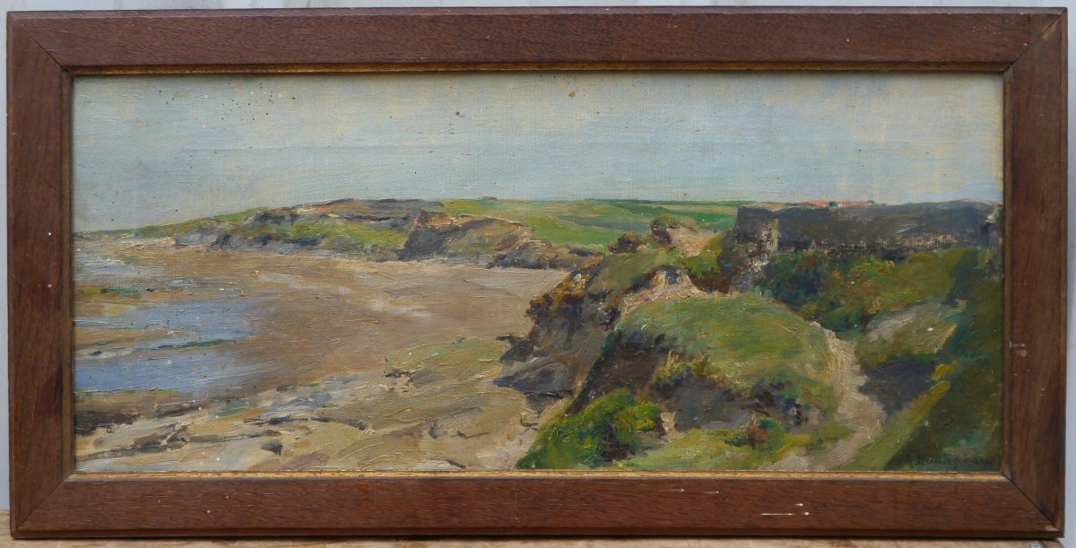Seascape, Beach, And Cliffs, Basque Coast? Georges Demirgian (1855–1920)-photo-3