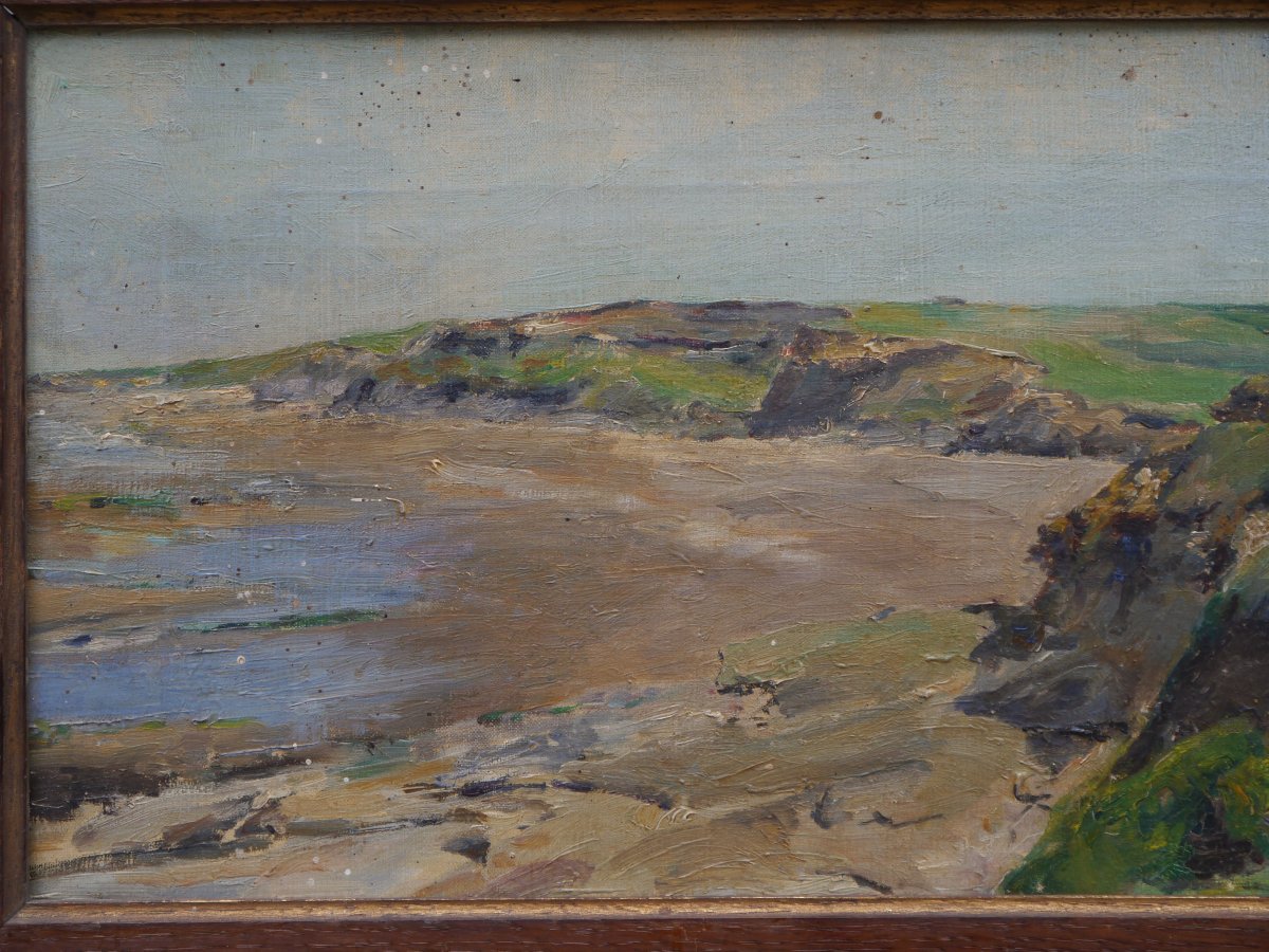 Seascape, Beach, And Cliffs, Basque Coast? Georges Demirgian (1855–1920)-photo-4