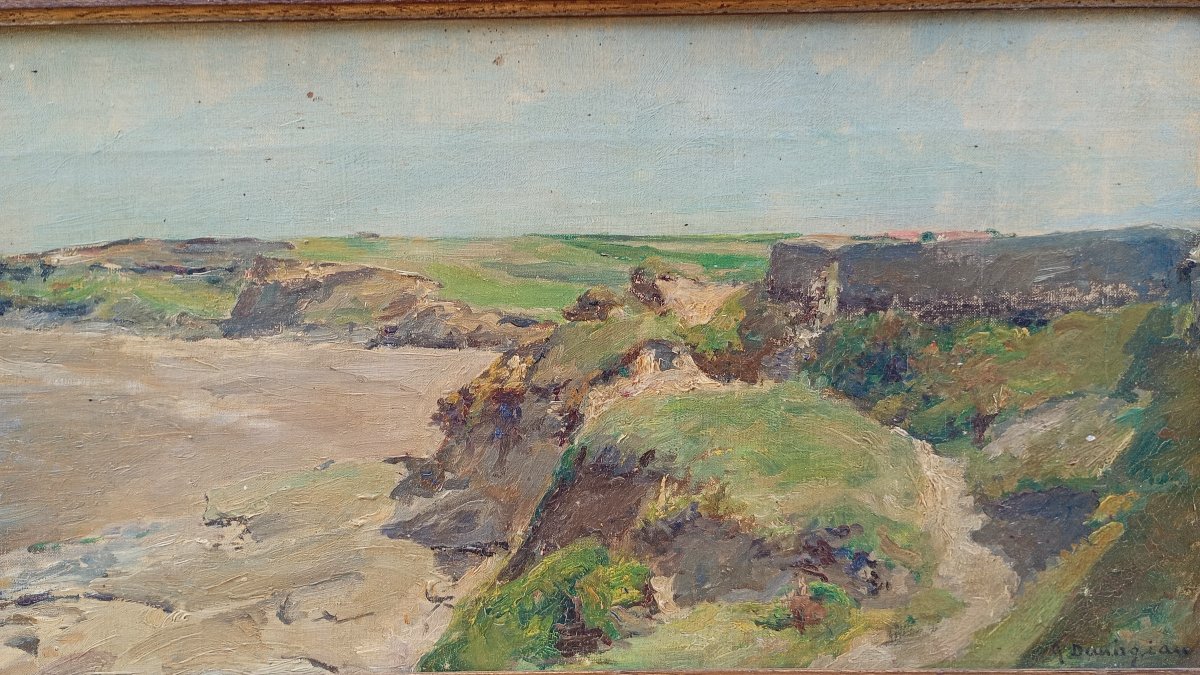 Paysage marin, plage et falaises, Côte basque ? Georges DEMIRGIAN (1855-1920)-photo-1
