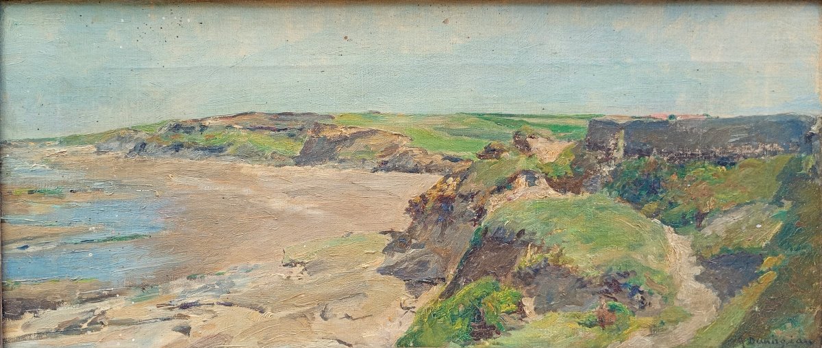 Paysage marin, plage et falaises, Côte basque ? Georges DEMIRGIAN (1855-1920)